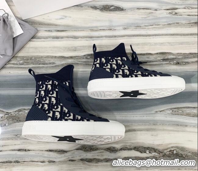 Purchase Dior Walk'n'Dior High Top Sneakers in Navy Blue Oblique Knit 121810