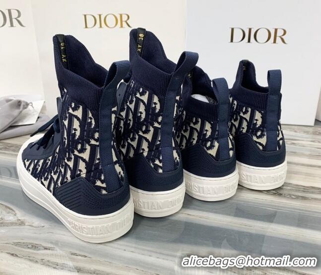 Purchase Dior Walk'n'Dior High Top Sneakers in Navy Blue Oblique Knit 121810