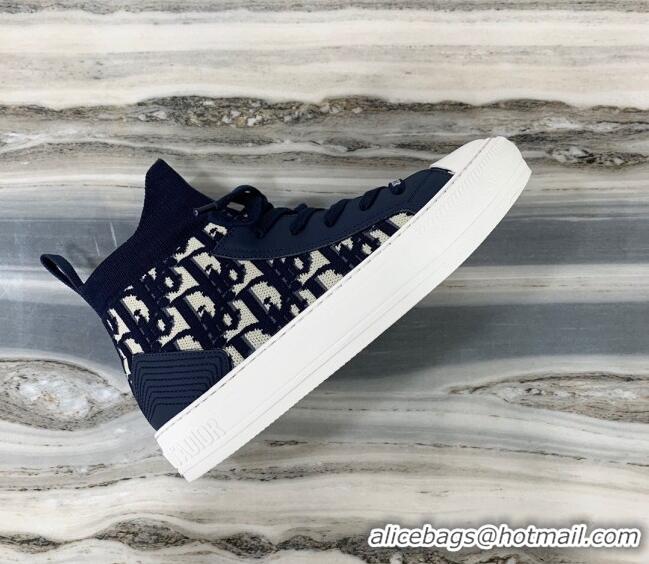 Purchase Dior Walk'n'Dior High Top Sneakers in Navy Blue Oblique Knit 121810