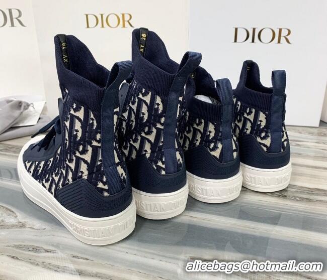 Discount Dior Walk'n'Dior Boot Sneakers in Navy Blue Oblique Knit 121811