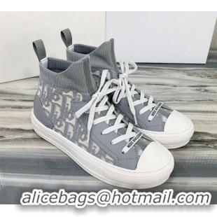 Good Product Dior Walk'n'Dior High Top Sneakers in Grey Oblique Knit 121812