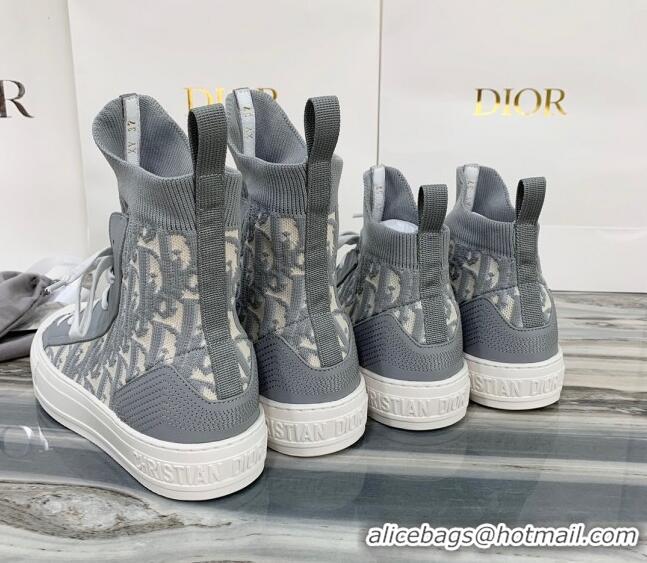 Good Product Dior Walk'n'Dior High Top Sneakers in Grey Oblique Knit 121812