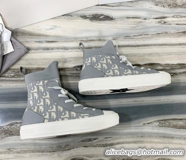 Good Product Dior Walk'n'Dior High Top Sneakers in Grey Oblique Knit 121812