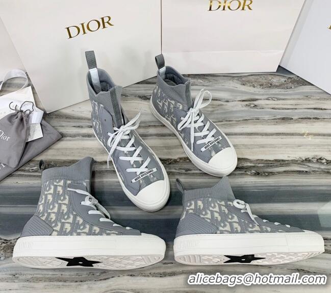 Good Product Dior Walk'n'Dior High Top Sneakers in Grey Oblique Knit 121812