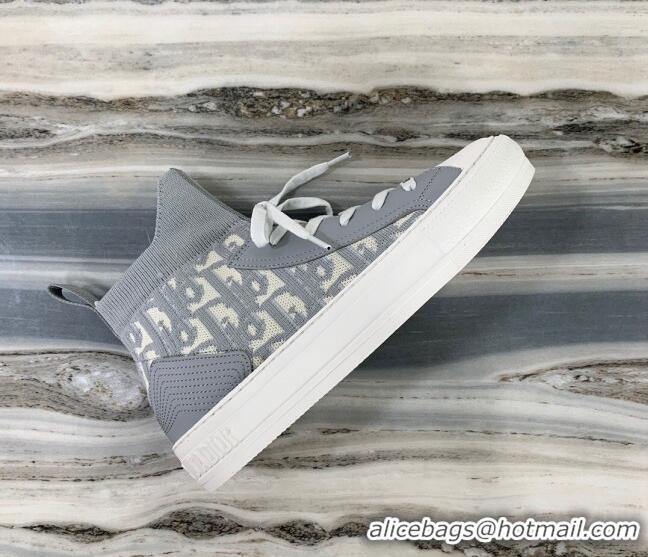 Good Product Dior Walk'n'Dior High Top Sneakers in Grey Oblique Knit 121812