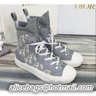 Perfect Dior Walk'n'Dior Boot Sneakers in Grey Oblique Knit 121813