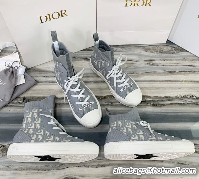 Perfect Dior Walk'n'Dior Boot Sneakers in Grey Oblique Knit 121813