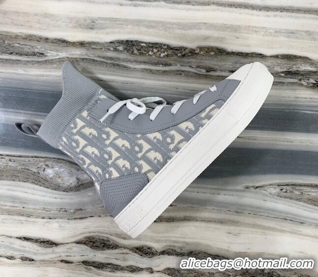 Perfect Dior Walk'n'Dior Boot Sneakers in Grey Oblique Knit 121813