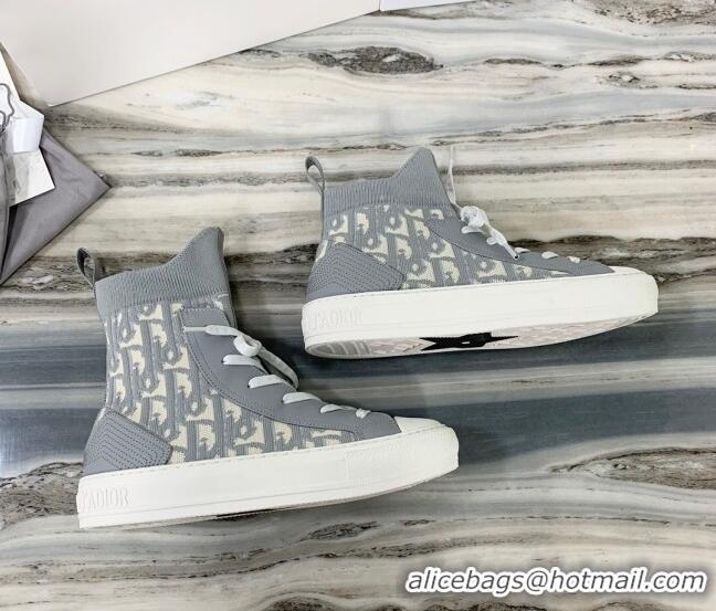 Perfect Dior Walk'n'Dior Boot Sneakers in Grey Oblique Knit 121813