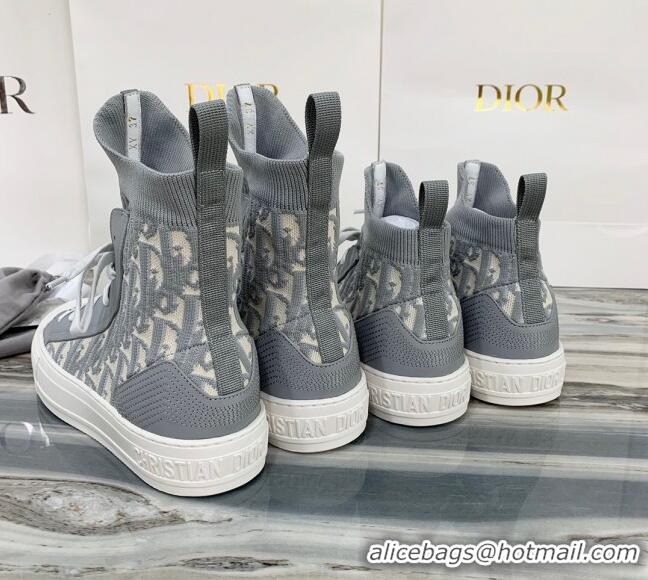 Perfect Dior Walk'n'Dior Boot Sneakers in Grey Oblique Knit 121813