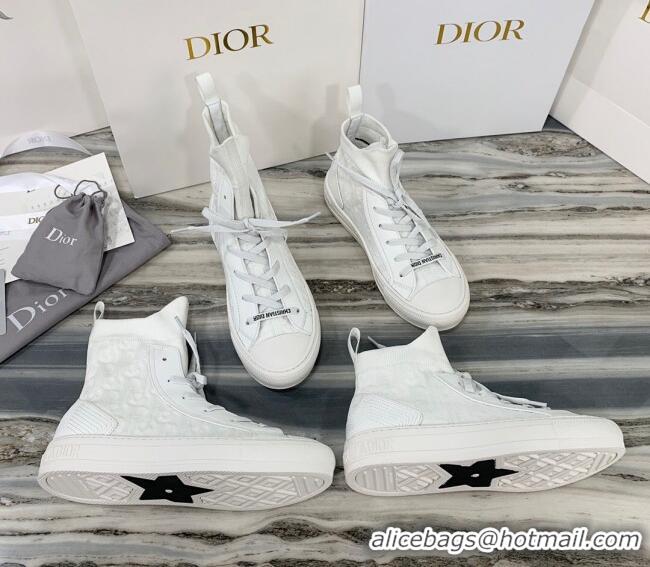 Best Price Dior Walk'n'Dior High Top Sneakers in White Oblique Knit 121814