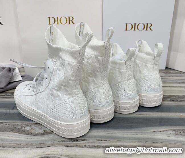 Best Price Dior Walk'n'Dior High Top Sneakers in White Oblique Knit 121814