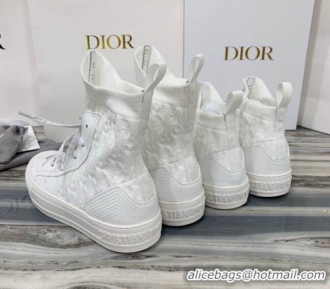 Top Quality Dior Walk'n'Dior Boot Sneakers in White Oblique Knit 121815