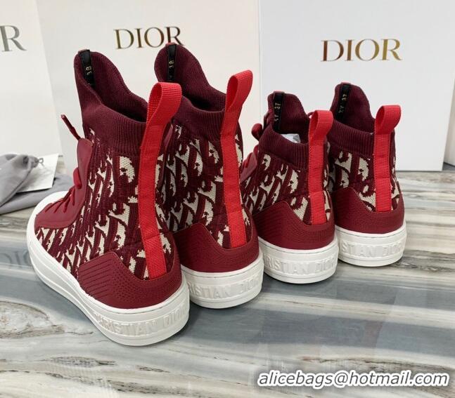 New Design Dior Walk'n'Dior High Top Sneakers in Red Oblique Knit 121816