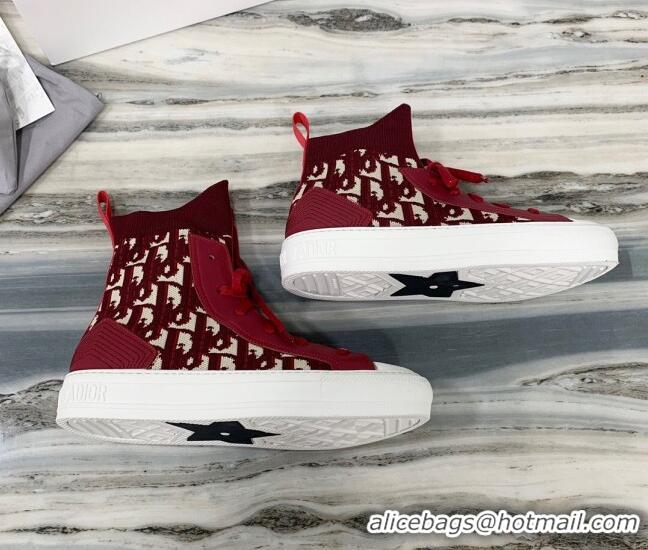 New Design Dior Walk'n'Dior High Top Sneakers in Red Oblique Knit 121816