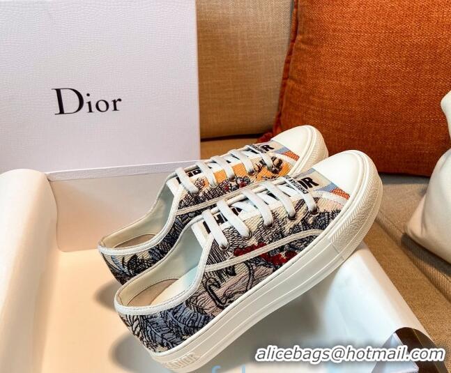 Most Popular Dior Walk'n'Dior Sneakers in Multicolor Swan Embroidered Cotton 121824