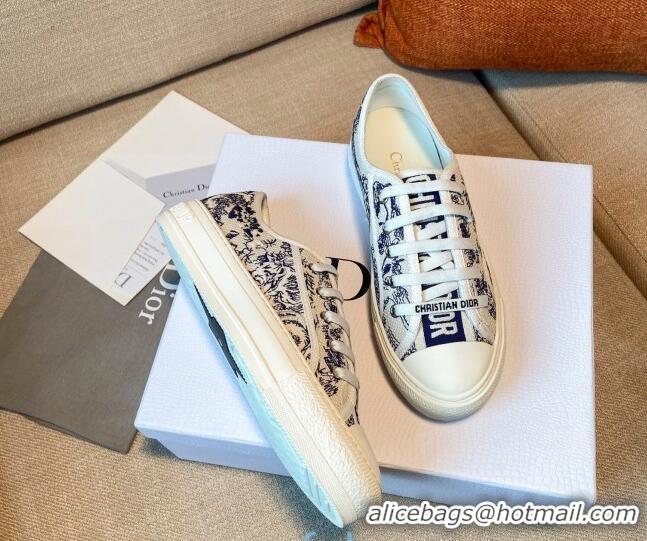 Low Price Dior Walk'n'Dior Sneakers in Blue Toile de Jouy Embroidered Cotton 121827