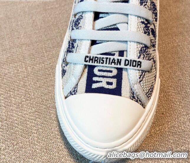 Low Price Dior Walk'n'Dior Sneakers in Blue Toile de Jouy Embroidered Cotton 121827