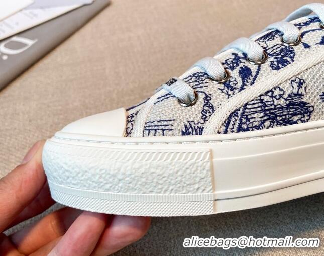 Low Price Dior Walk'n'Dior Sneakers in Blue Toile de Jouy Embroidered Cotton 121827