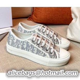 Custom Dior Walk'n'Dior Sneakers in Grey Oblique Embroidered Cotton 121829