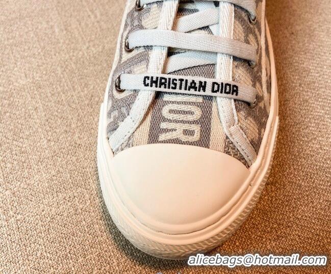 Custom Dior Walk'n'Dior Sneakers in Grey Oblique Embroidered Cotton 121829