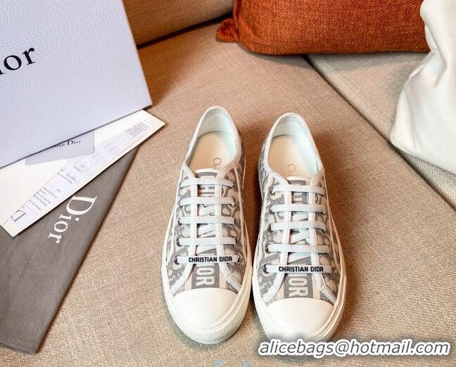 Custom Dior Walk'n'Dior Sneakers in Grey Oblique Embroidered Cotton 121829