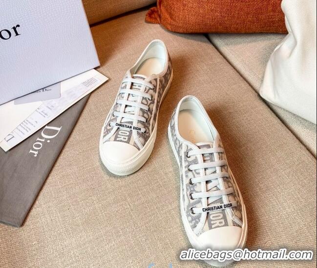 Custom Dior Walk'n'Dior Sneakers in Grey Oblique Embroidered Cotton 121829