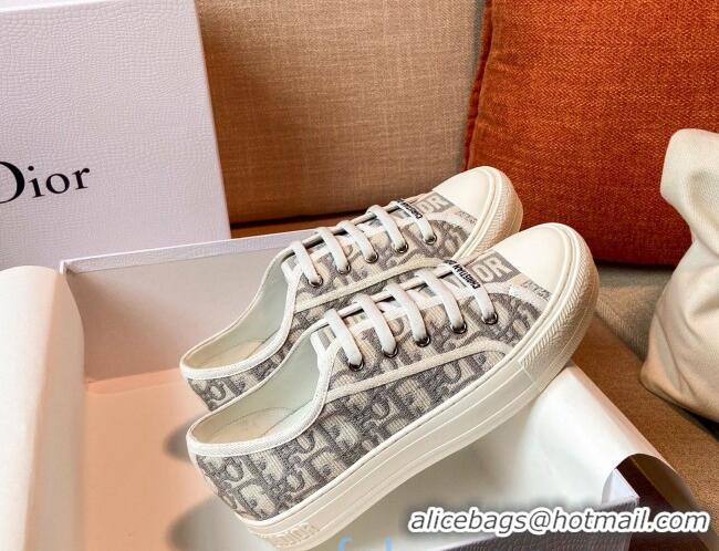 Custom Dior Walk'n'Dior Sneakers in Grey Oblique Embroidered Cotton 121829