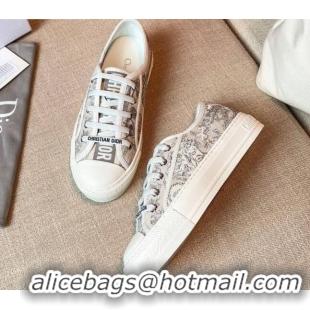 New Style Dior Walk'n'Dior Sneakers in Grey Toile de Jouy Embroidered Cotton 121901