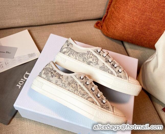 New Style Dior Walk'n'Dior Sneakers in Grey Toile de Jouy Embroidered Cotton 121901