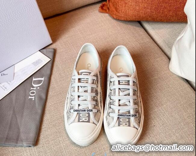 New Style Dior Walk'n'Dior Sneakers in Grey Toile de Jouy Embroidered Cotton 121901