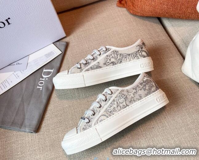 New Style Dior Walk'n'Dior Sneakers in Grey Toile de Jouy Embroidered Cotton 121901