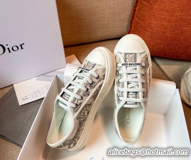 New Style Dior Walk'n'Dior Sneakers in Grey Toile de Jouy Embroidered Cotton 121901