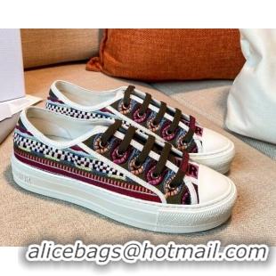 Best Design Dior Walk'n'Dior Sneakers in Multicolor Check Embroidered Cotton 121902