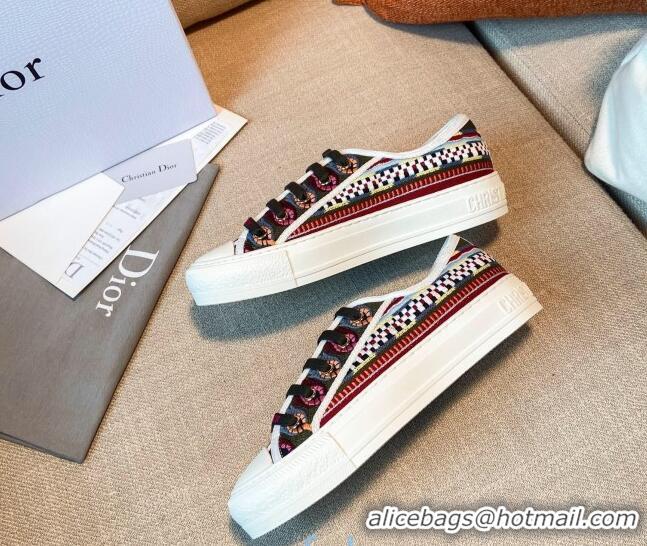 Best Design Dior Walk'n'Dior Sneakers in Multicolor Check Embroidered Cotton 121902