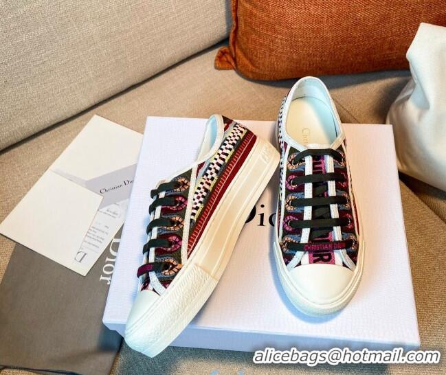 Best Design Dior Walk'n'Dior Sneakers in Multicolor Check Embroidered Cotton 121902