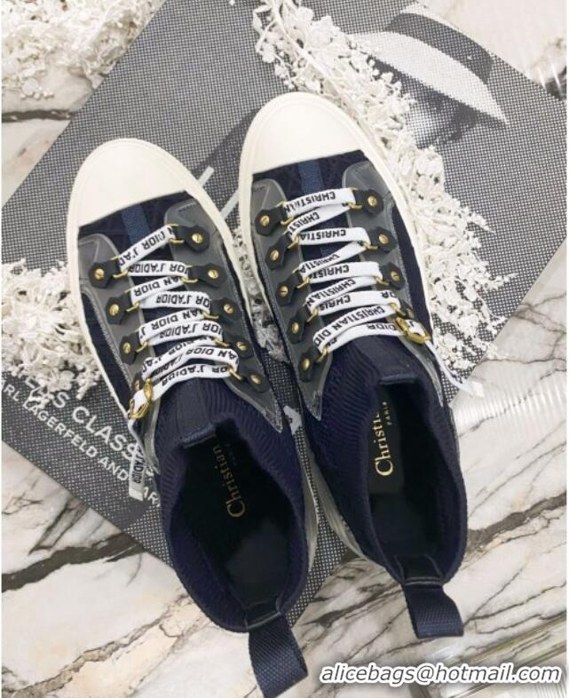 Top Design Dior Walk'n'Dior High-top Sneakers in Navy Blue Knit with Cannage Embroidery 121904