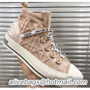 Top Quality Dior Walk'n'Dior High-top Sneakers in Nude Knit with Cannage Embroidery 121907