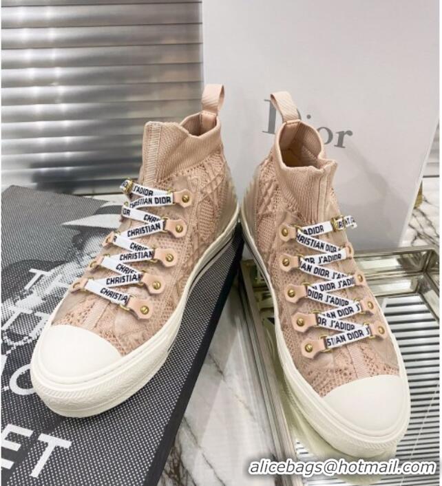 Top Quality Dior Walk'n'Dior High-top Sneakers in Nude Knit with Cannage Embroidery 121907