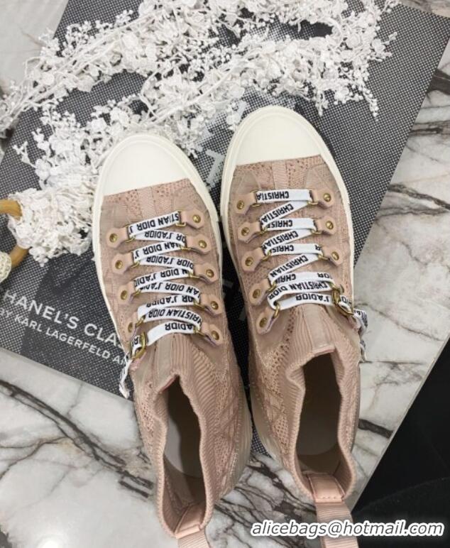 Top Quality Dior Walk'n'Dior High-top Sneakers in Nude Knit with Cannage Embroidery 121907