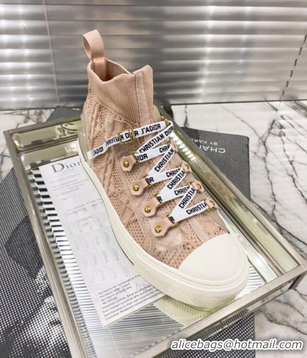 Top Quality Dior Walk'n'Dior High-top Sneakers in Nude Knit with Cannage Embroidery 121907