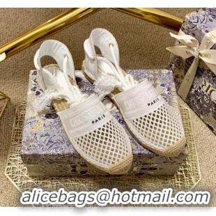 Top Quality Dior Granville Espadrilles with Laces in White Mesh Embroidery 122230