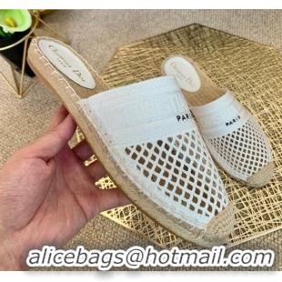 Most Popular Dior Granville Espadrille Mules in White Mesh Embroidery 122235