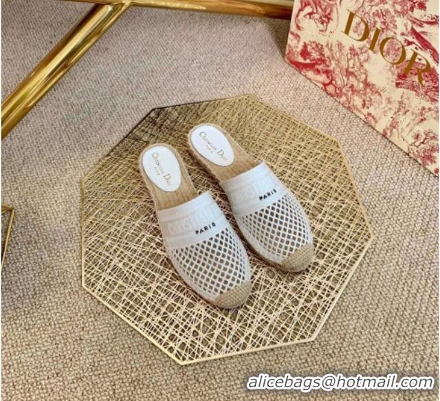 Most Popular Dior Granville Espadrille Mules in White Mesh Embroidery 122235