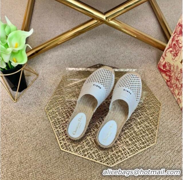 Most Popular Dior Granville Espadrille Mules in White Mesh Embroidery 122235