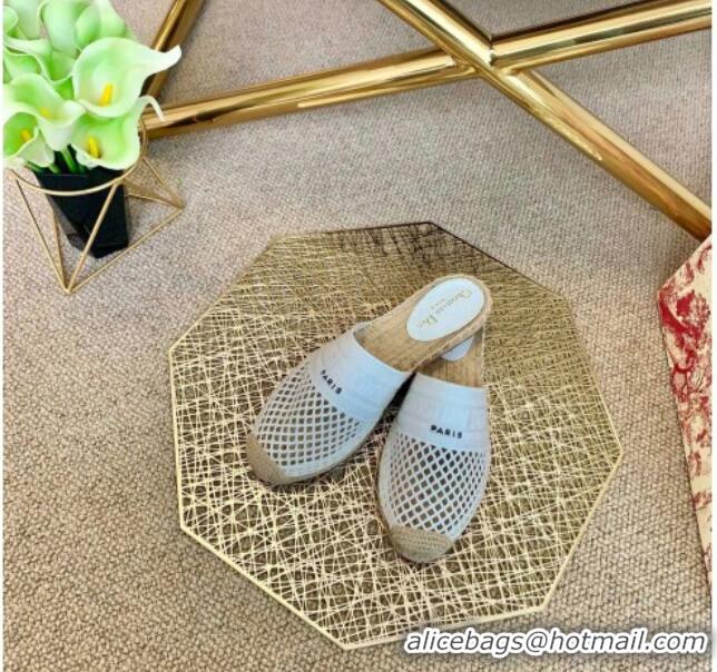 Most Popular Dior Granville Espadrille Mules in White Mesh Embroidery 122235