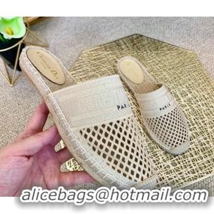 New Style Dior Granville Espadrille Mules in Beige Mesh Embroidery 122235