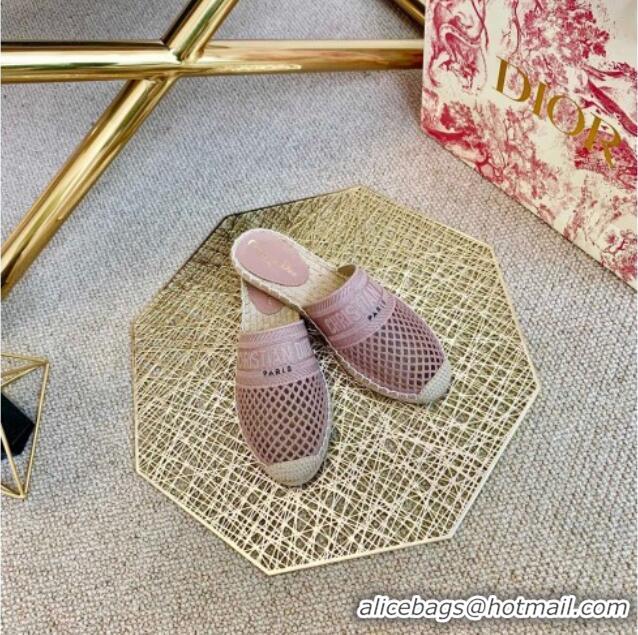 Super Quality Dior Granville Espadrille Mules in Nude Mesh Embroidery 122238