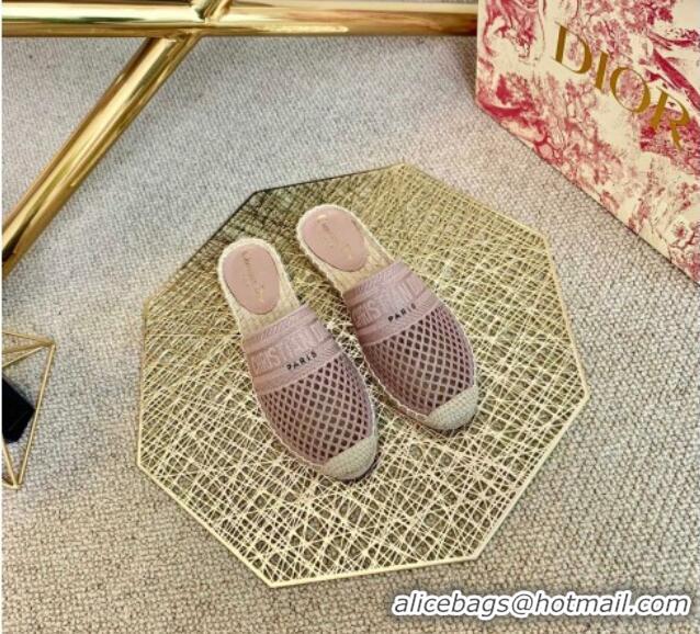 Super Quality Dior Granville Espadrille Mules in Nude Mesh Embroidery 122238