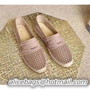 Top Design Dior Granville Flat Espadrille Mules in Nude Mesh Embroidery 122241